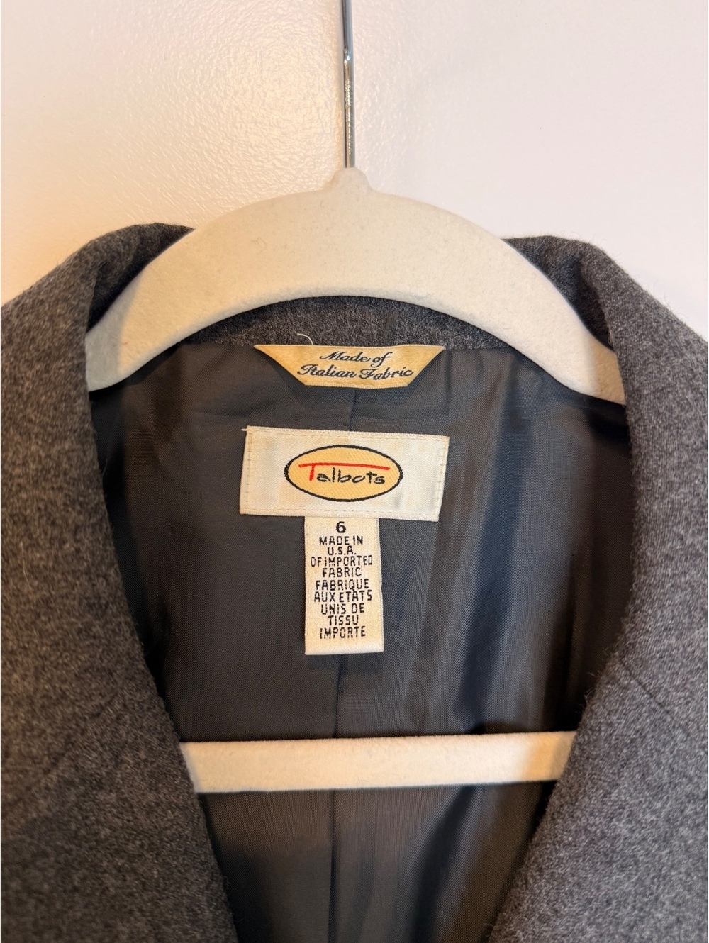 Vintage Talbots 100% Italian Wool Blazer Size 6 Gray / Gold Buttons Made in USA - Picture 6 of 12